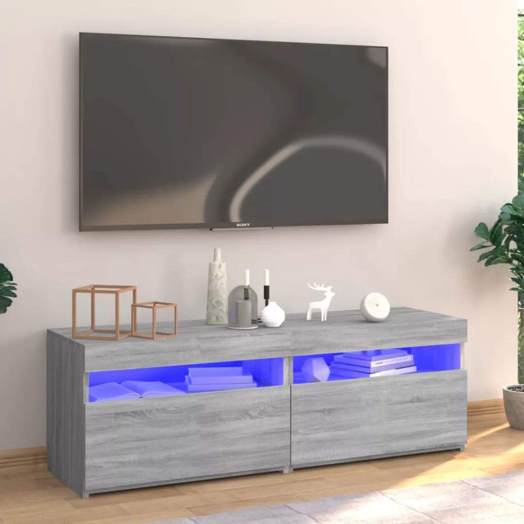 Vidaxl Tv-schrank Mit Led-leuchten Grau Sonoma 120x35x40 Cm günstig online kaufen