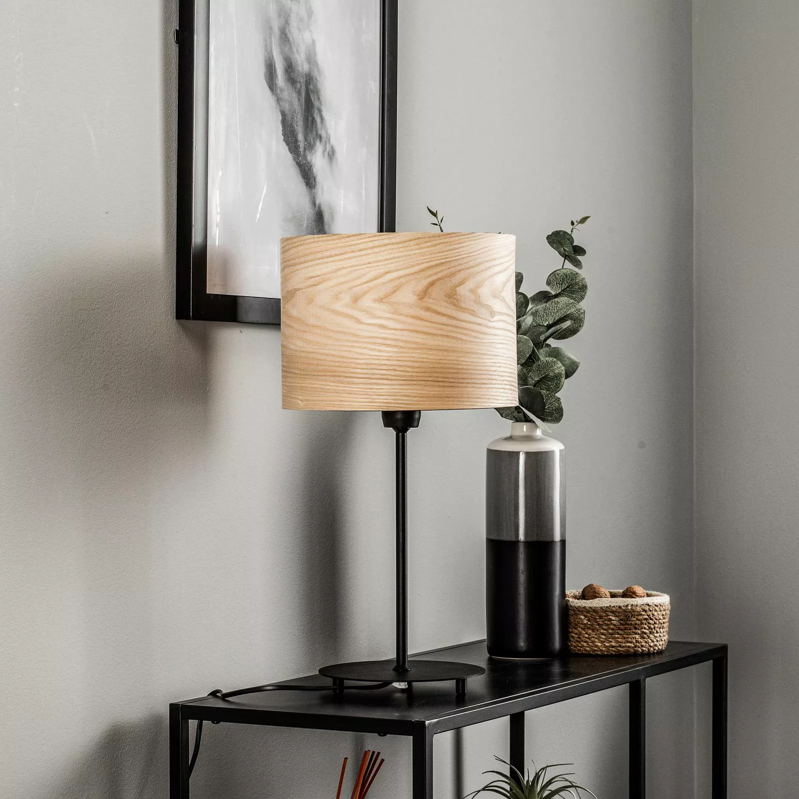 Envostar Veneer Tischlampe kernholz esche Ø 25 cm günstig online kaufen