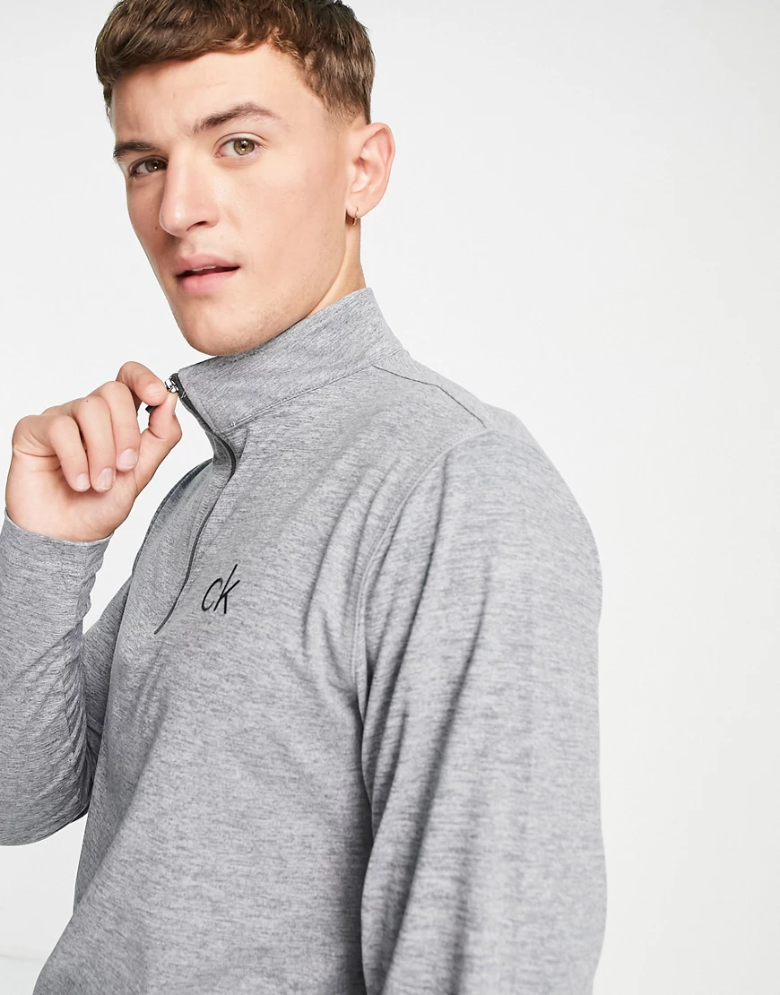 Calvin Klein Golf – Newport – Langärmliges Oberteil in Grau mit 1/4-Reißver günstig online kaufen