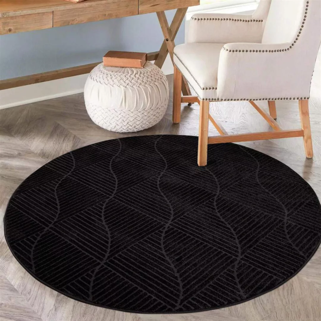 Carpet City Teppich »Friseé-Teppich FANCY 904«, rund, Kurzflor Wohnzimmer, günstig online kaufen