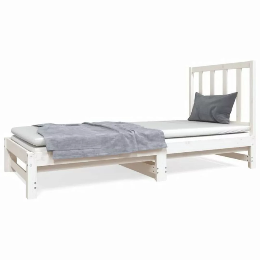 vidaXL Bettgestell Gästebett Tagesbett Ausziehbar Weiß 2x90x190 cm Massivho günstig online kaufen