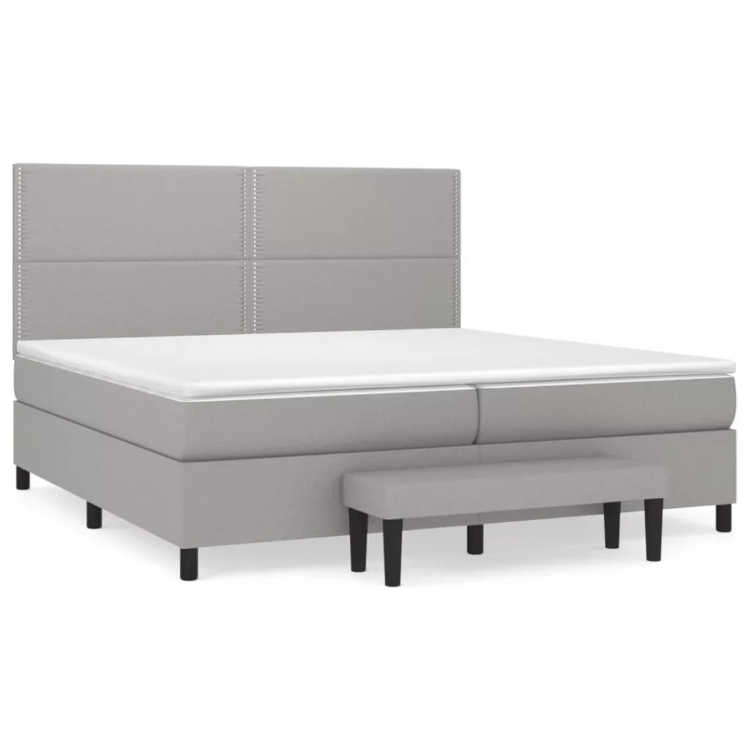 Vidaxl Boxspringbett Mit Matratze Hellgrau 200x200 Cm Stoff günstig online kaufen