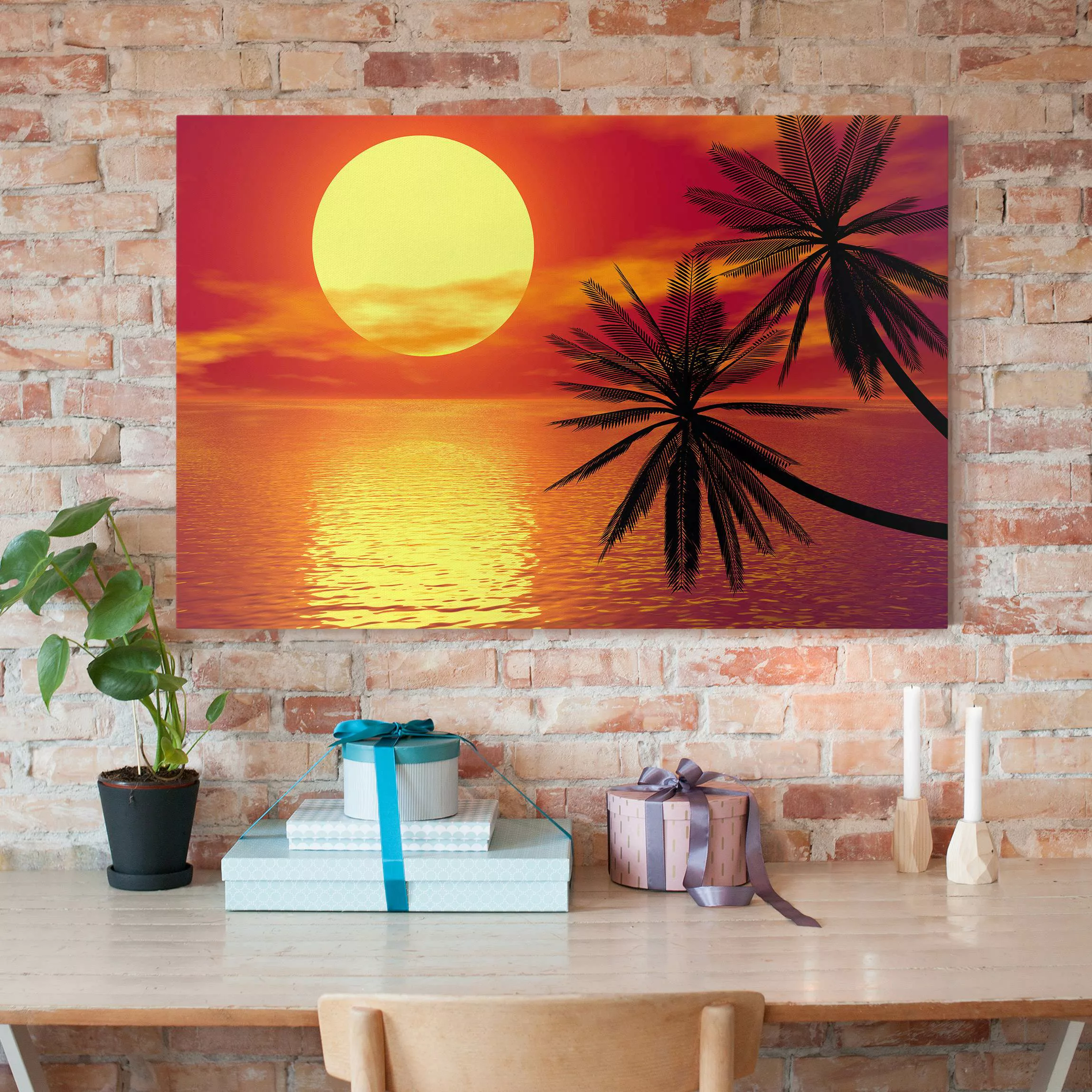 Leinwandbild Sonnenuntergang - Querformat Karibischer Sonnenuntergang günstig online kaufen