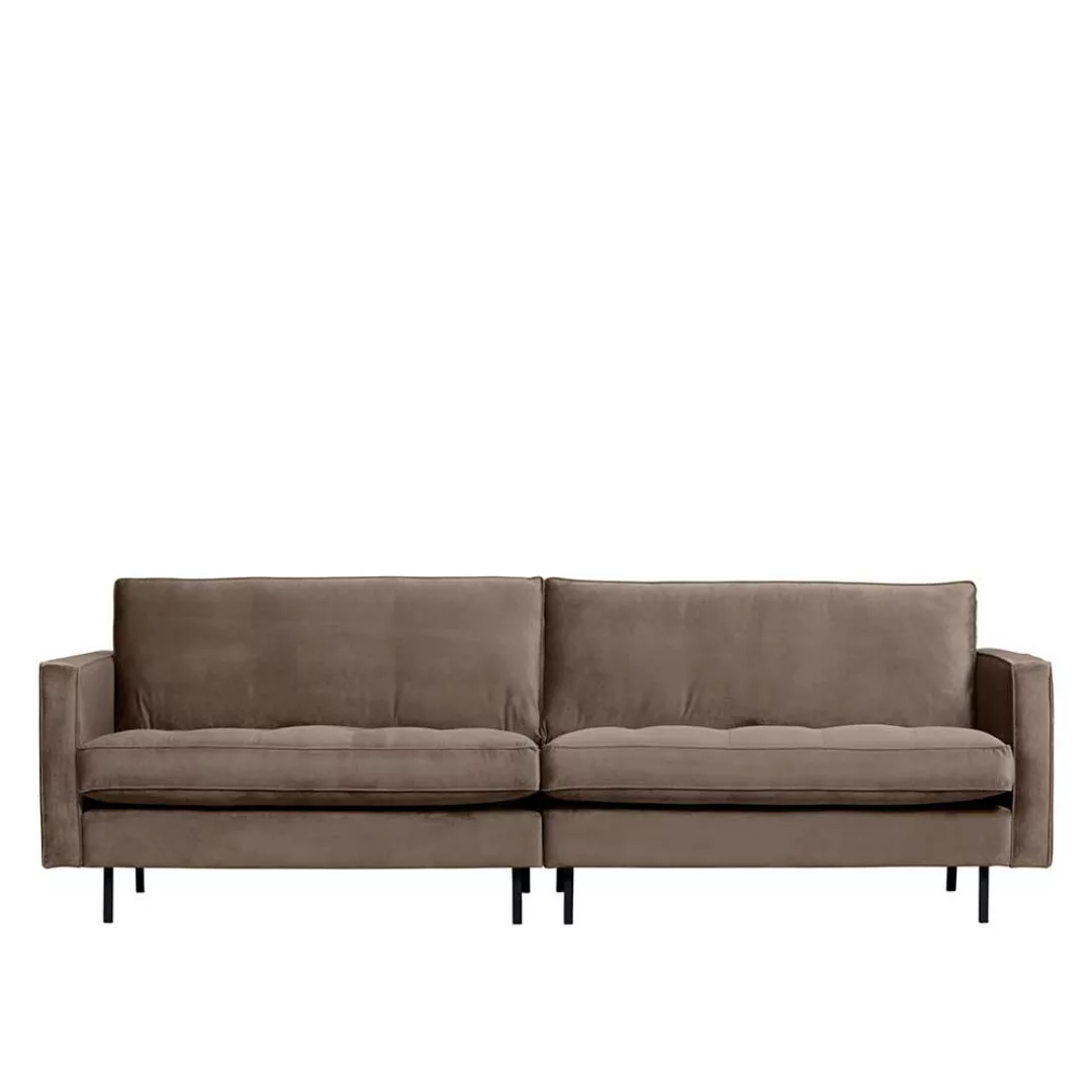 Retro Sofa in Taupe Samt 275 cm breit günstig online kaufen