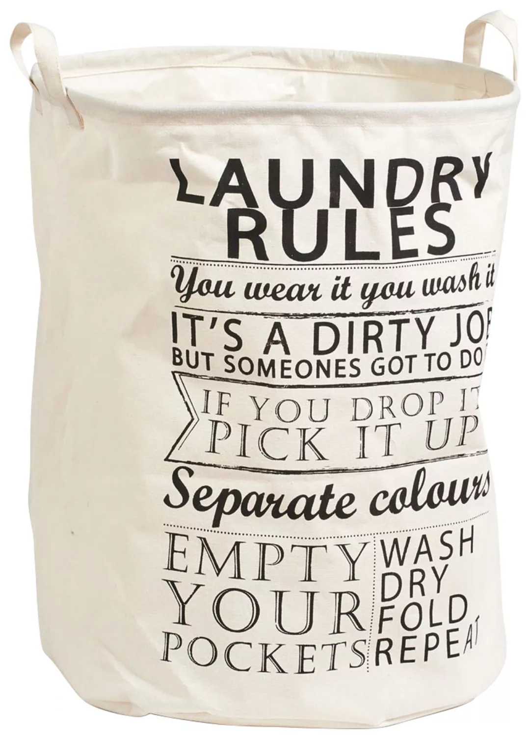 Zeller Present Wäschesammler Laundry Rules Canvas Ø 38 cm x 48 cm Beige günstig online kaufen