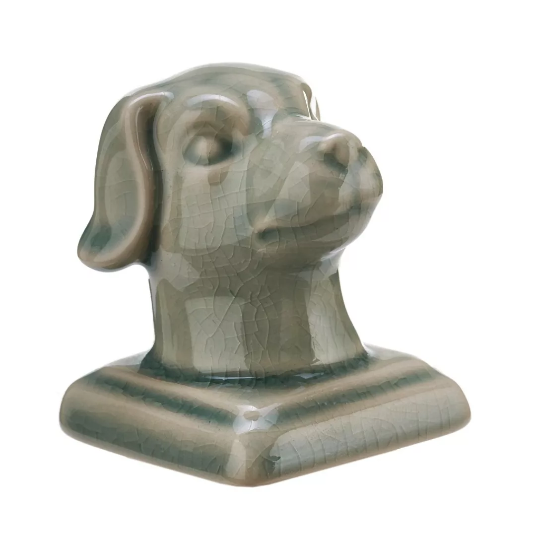 Dekokopf Tier grün  H.7 cm Hund günstig online kaufen