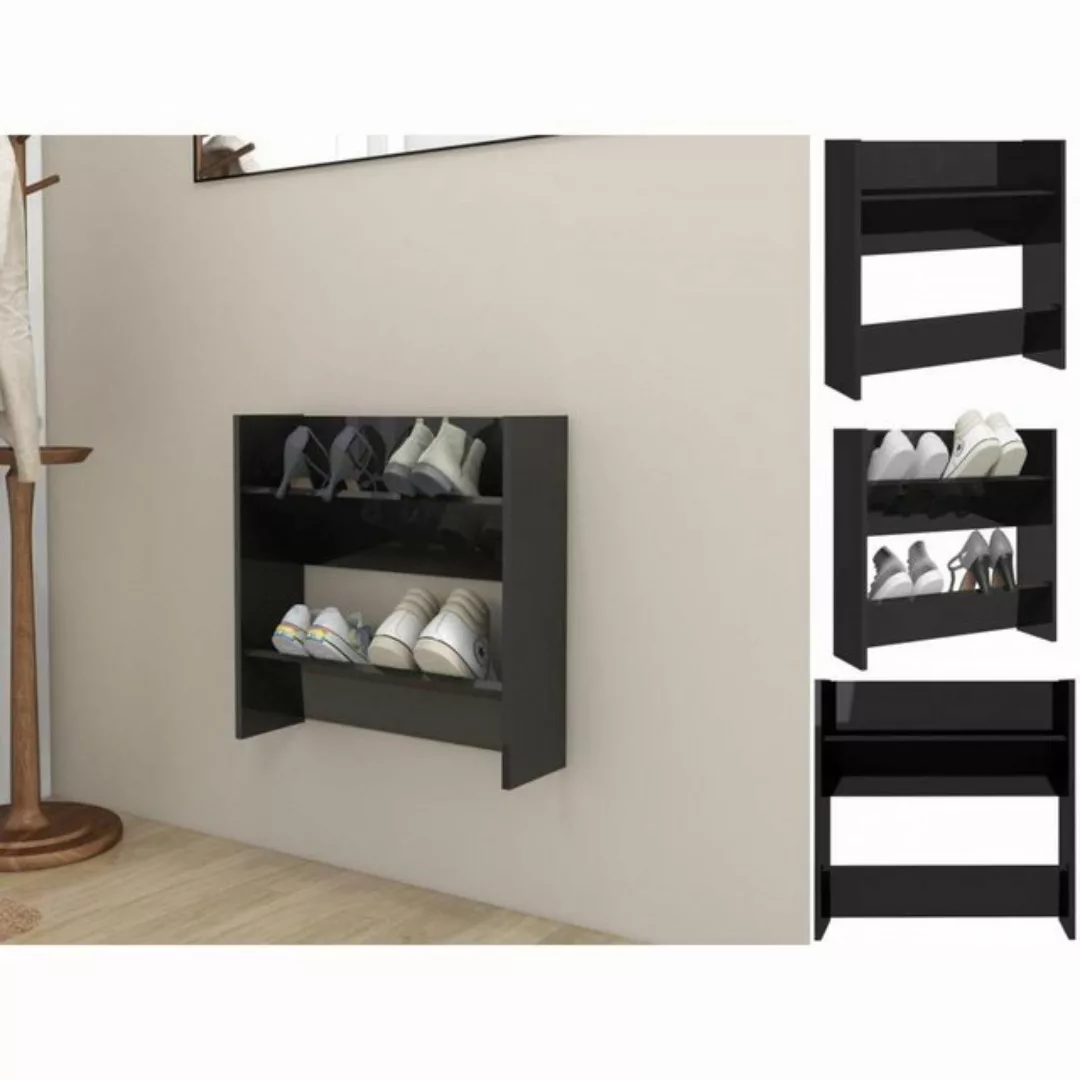 Wand-schuhschrank Hochglanz-schwarz 60x18x60 Cm Spanplatte günstig online kaufen