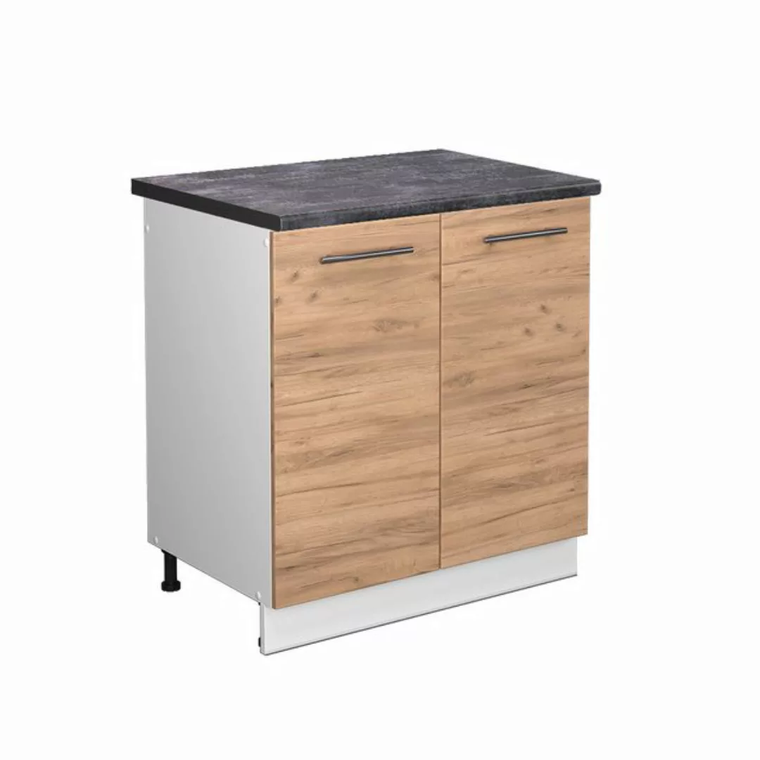 Vicco Spülenunterschrank Fame-Line, Goldkraft Eiche/Weiß, 80 cm, AP Anthraz günstig online kaufen