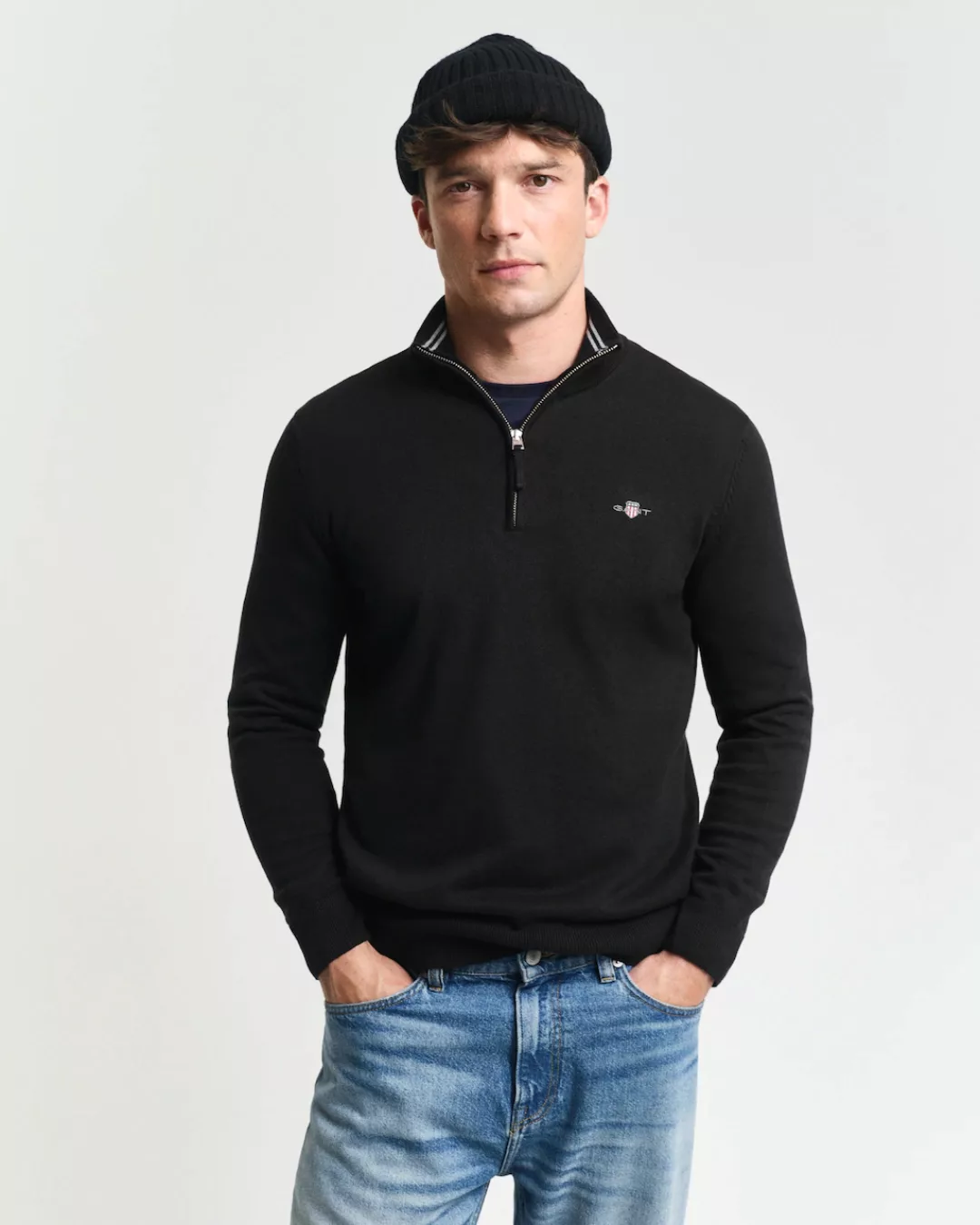 Gant Troyer CLASSIC COTTON HALF ZIP mit gerippten Details günstig online kaufen