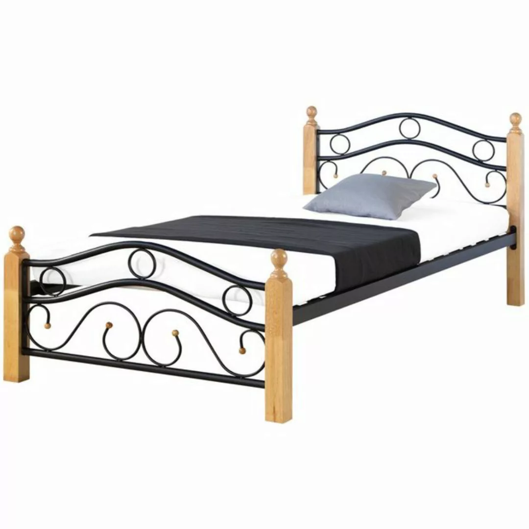 Homestyle4u Metallbett 90x200 Bettgestell Schwarz Einzelbett Jugendbettmit günstig online kaufen