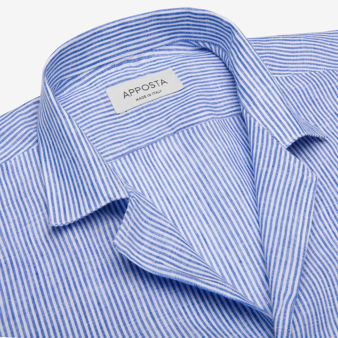 Hemd  streifen  hellblau leinen leinwandbindung, kragenform  reverskragen günstig online kaufen