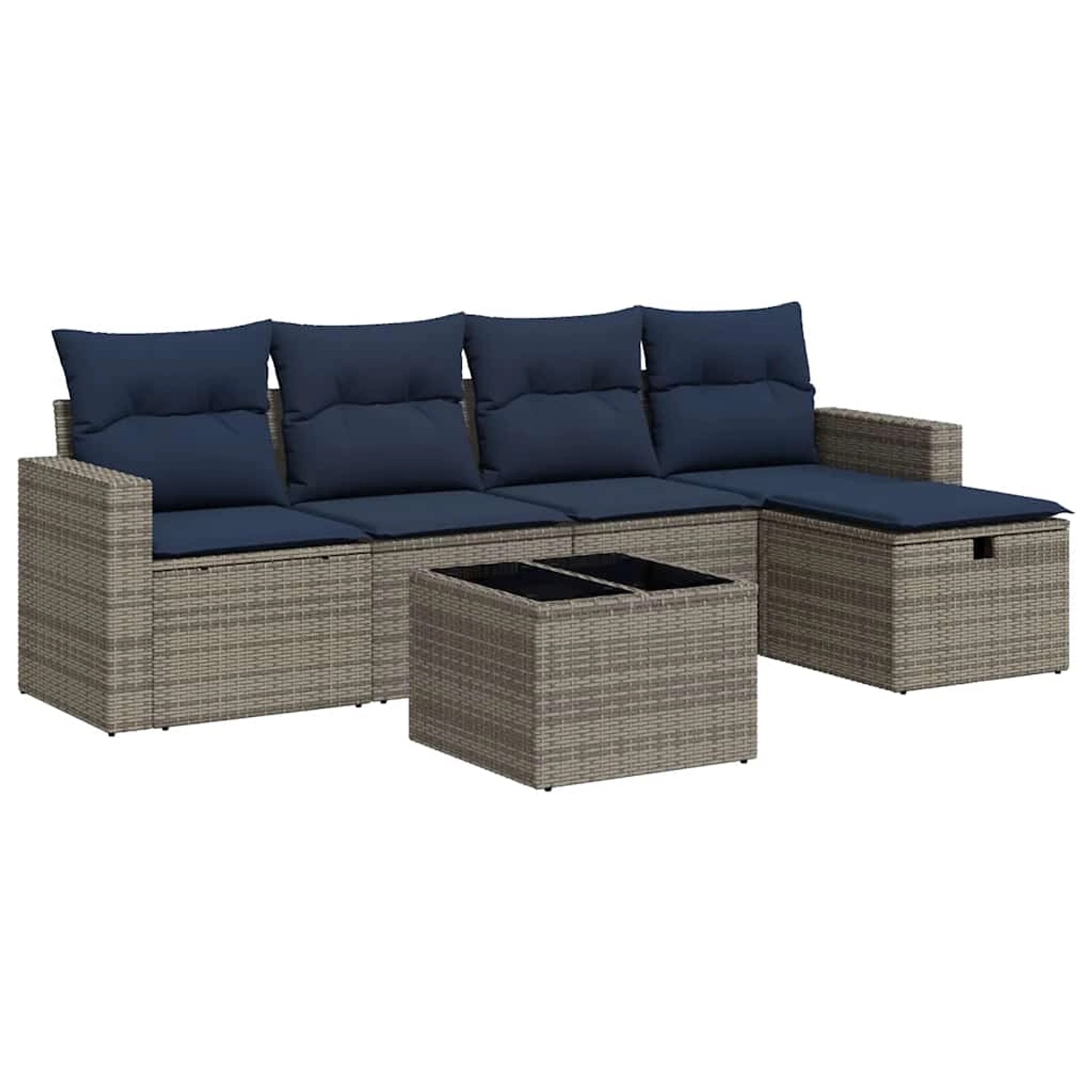 vidaXL 6-Tlg Garten-Sofagarnitur mit Kissen Grau Poly Rattan 3325377 günstig online kaufen