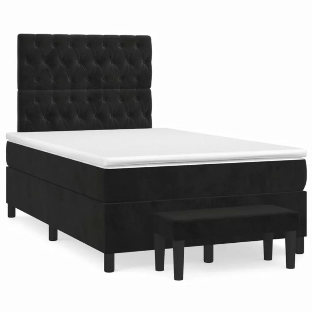 furnicato Bett Boxspringbett mit Matratze Schwarz 120x200 cm Samt (1-tlg) günstig online kaufen