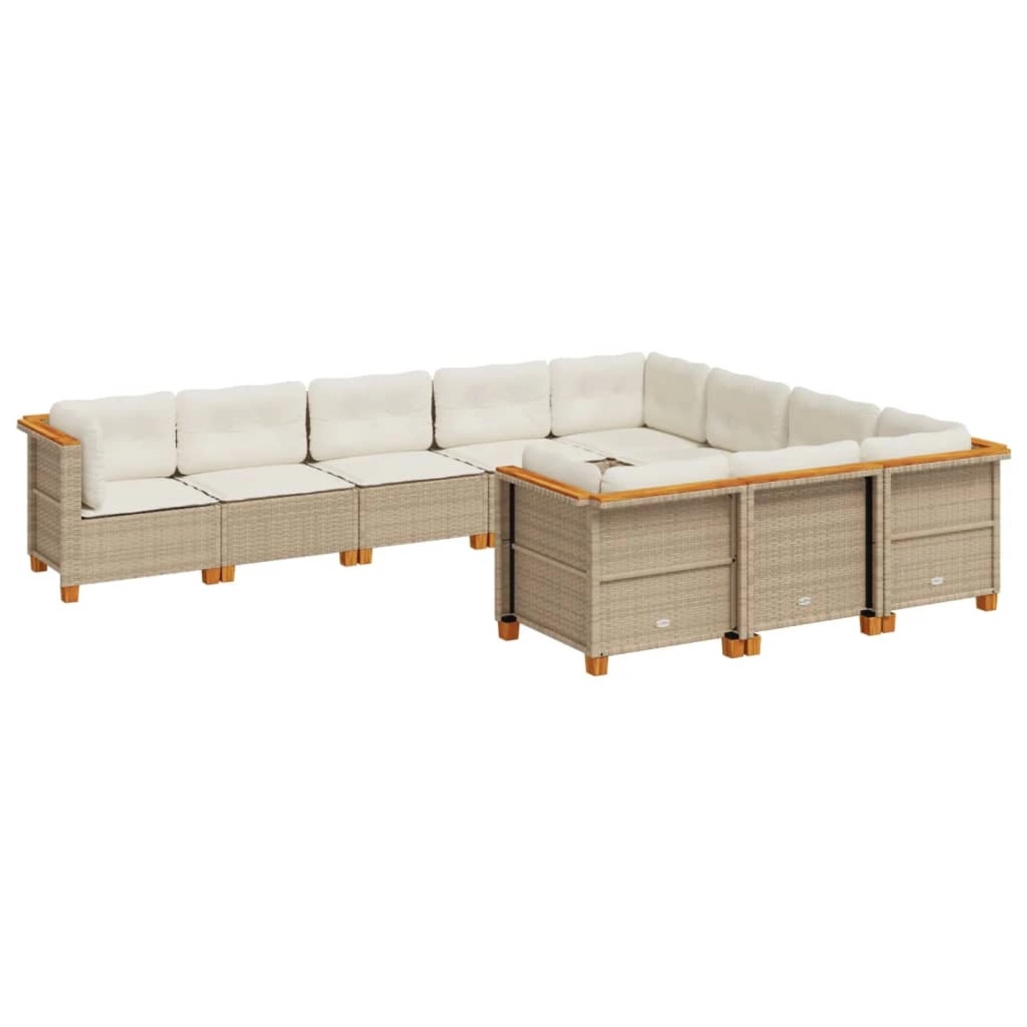 vidaXL 10-Tlg Garten-Sofagarnitur mit Kissen Beige Poly Rattan 3262033 günstig online kaufen