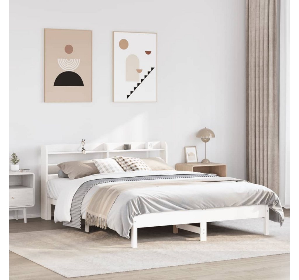 vidaXL Bett, Massivholzbett ohne Matratze Weiß 150x200 cm Kiefernholz günstig online kaufen