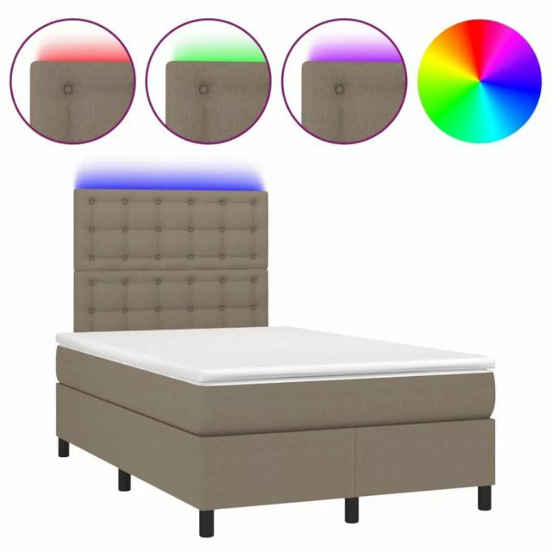 vidaXL Boxspringbett Boxspringbett mit Matratze LED Taupe 120x200 cm Stoff günstig online kaufen