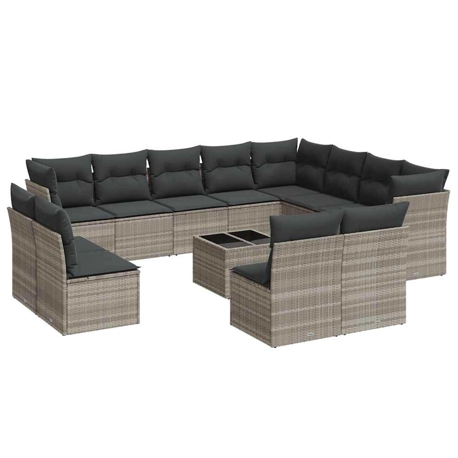 vidaXL 13-Tlg Garten-Sofagarnitur mit Kissen Hellgrau Poly Rattan 3218482 günstig online kaufen