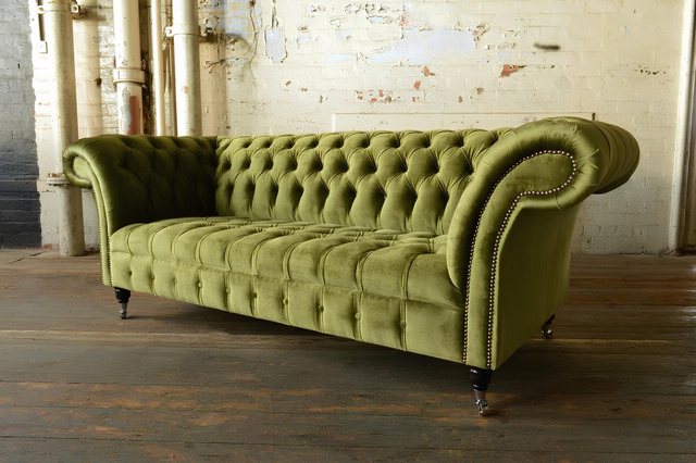 Xlmoebel Chesterfield-Sofa Neue grüne Chesterfield 3-Sitzer Design-Polsters günstig online kaufen