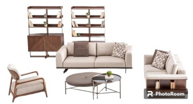 JVmoebel Sofa Moderne Sofagarnitur Luxus Möbel Polster Textil Couch Grau Mo günstig online kaufen