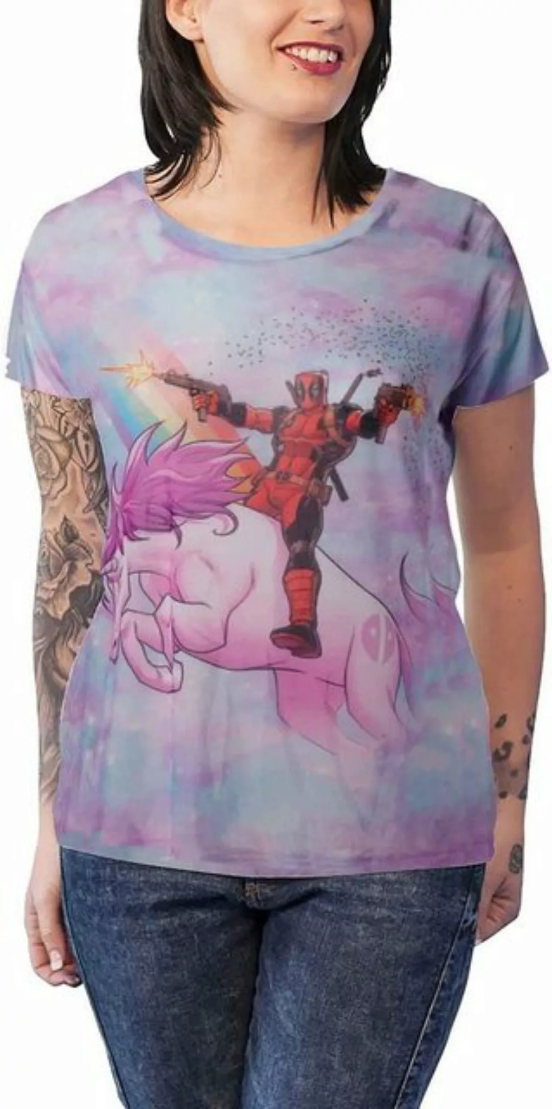 Deadpool Print-Shirt Damen Deadpool T-Shirt Mesh Gr.M günstig online kaufen