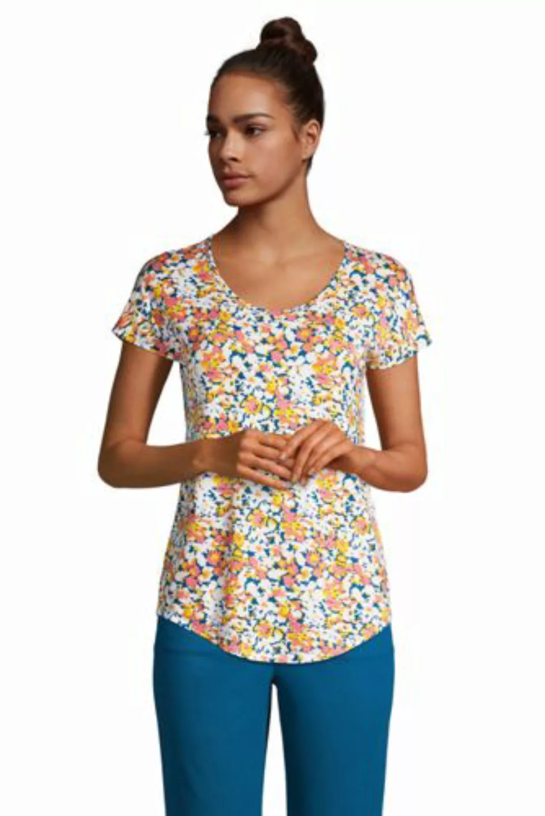 Gemustertes Shirt aus Bambusviskose in Petite-Größe, Damen, Größe: S Petite günstig online kaufen