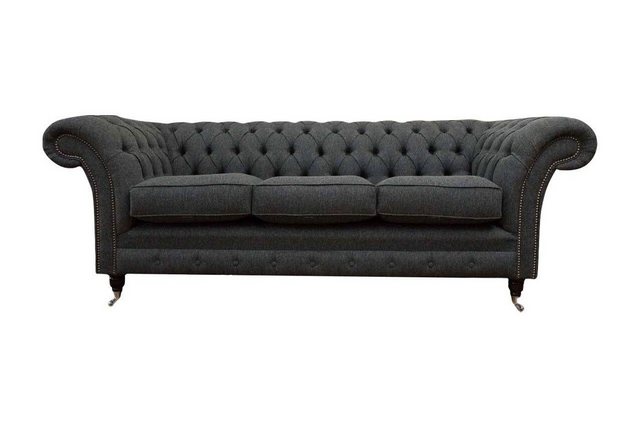 Xlmoebel Sofa Chesterfield Stoffgepolstertes Designsofa Luxusgrau 3-Sitzer günstig online kaufen