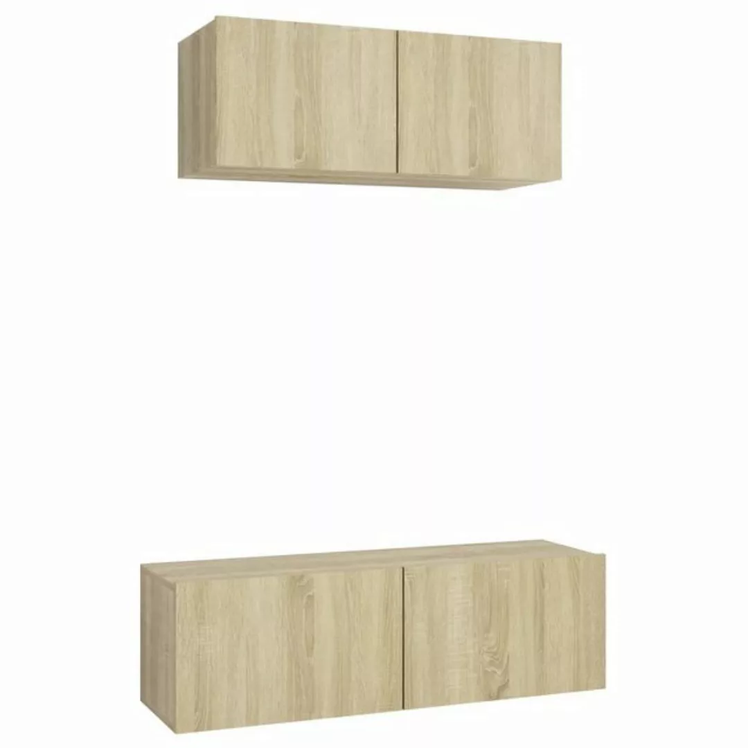 furnicato TV-Schrank 2-tlg. TV-Schrank-Set Sonoma-Eiche Holzwerkstoff (2-St günstig online kaufen