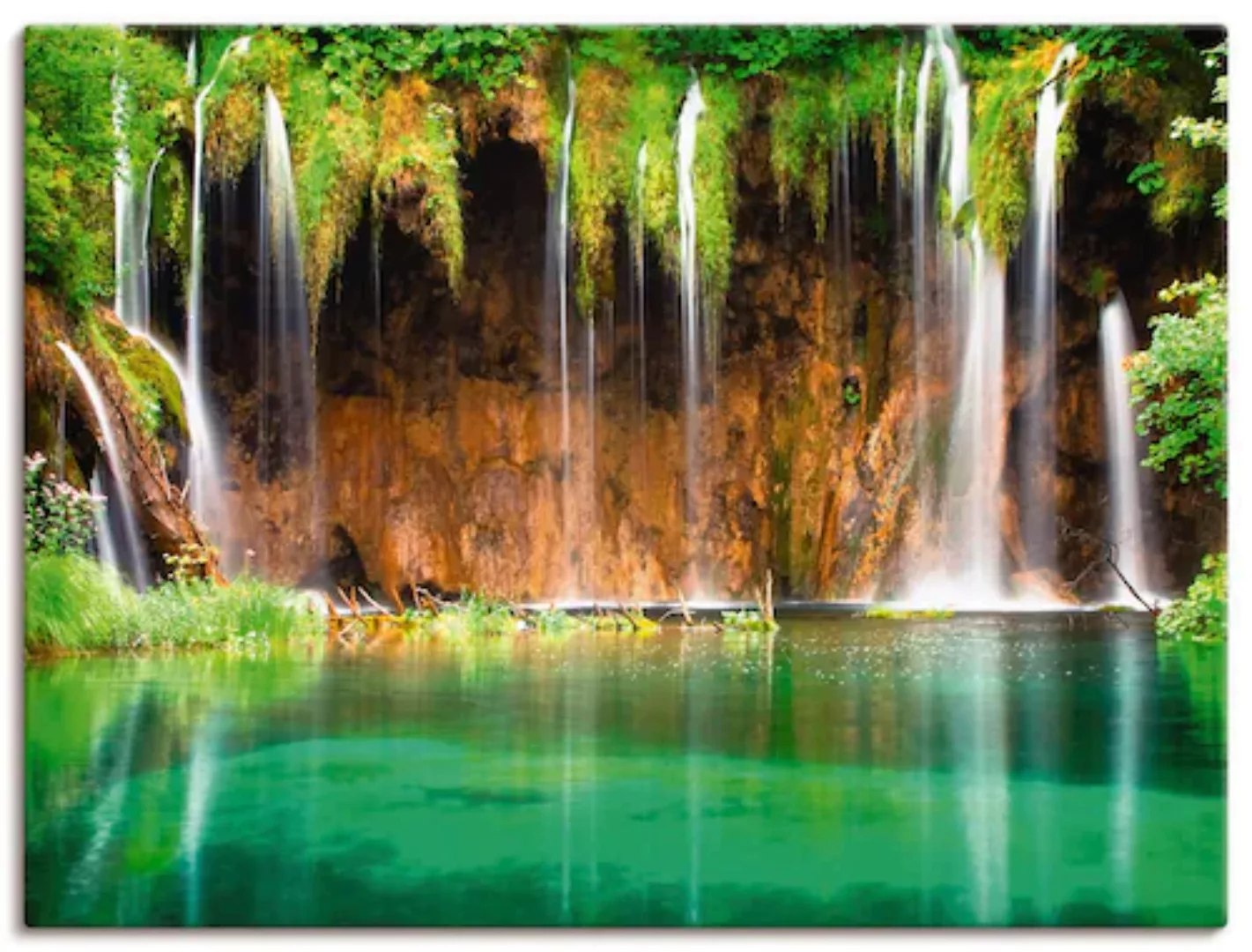 Artland Wandbild »Schöner Wasserfall im Wald«, Gewässer, (1 St.), als Leinw günstig online kaufen