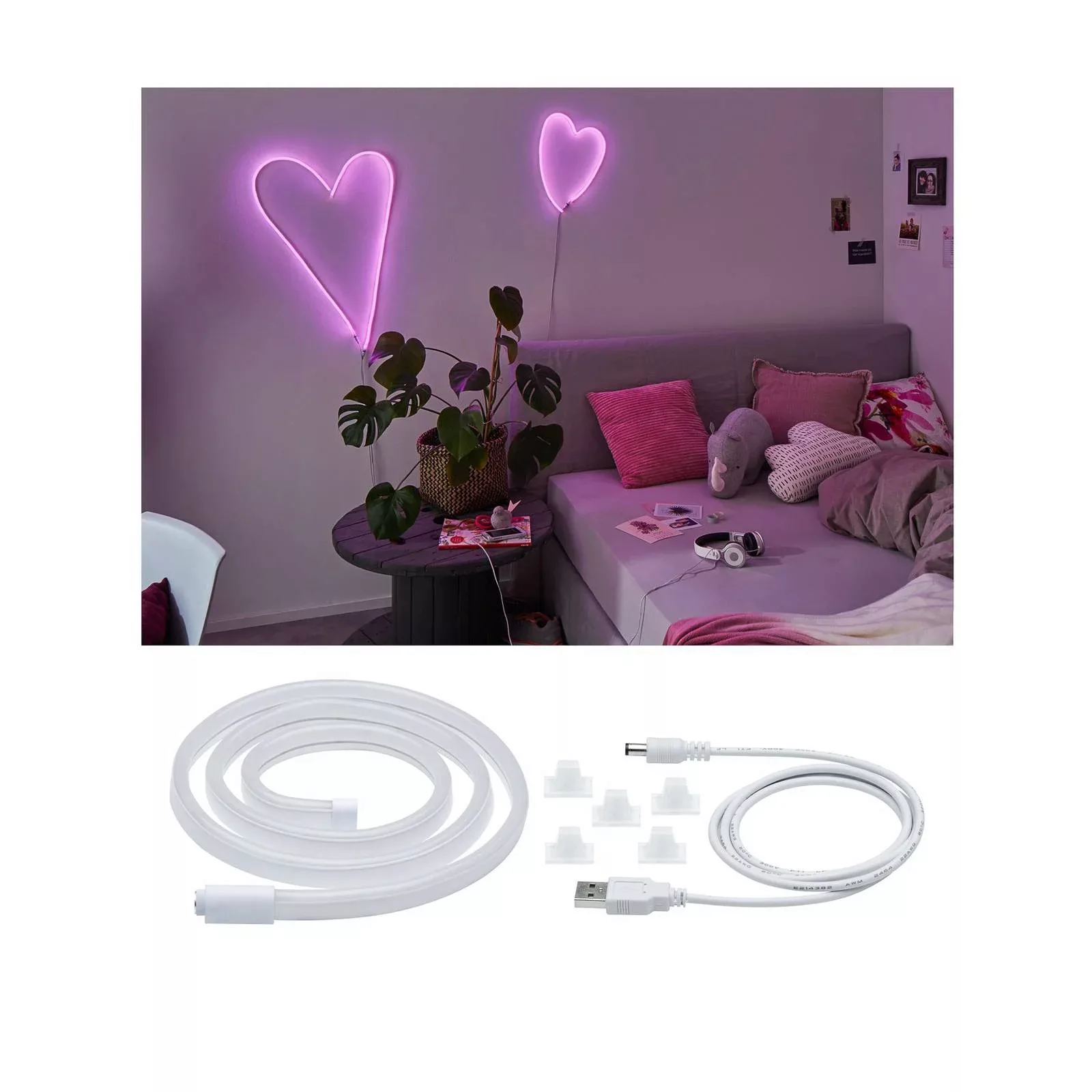 Paulmann LED-Strip Neon Colorflex USB 1m pink günstig online kaufen