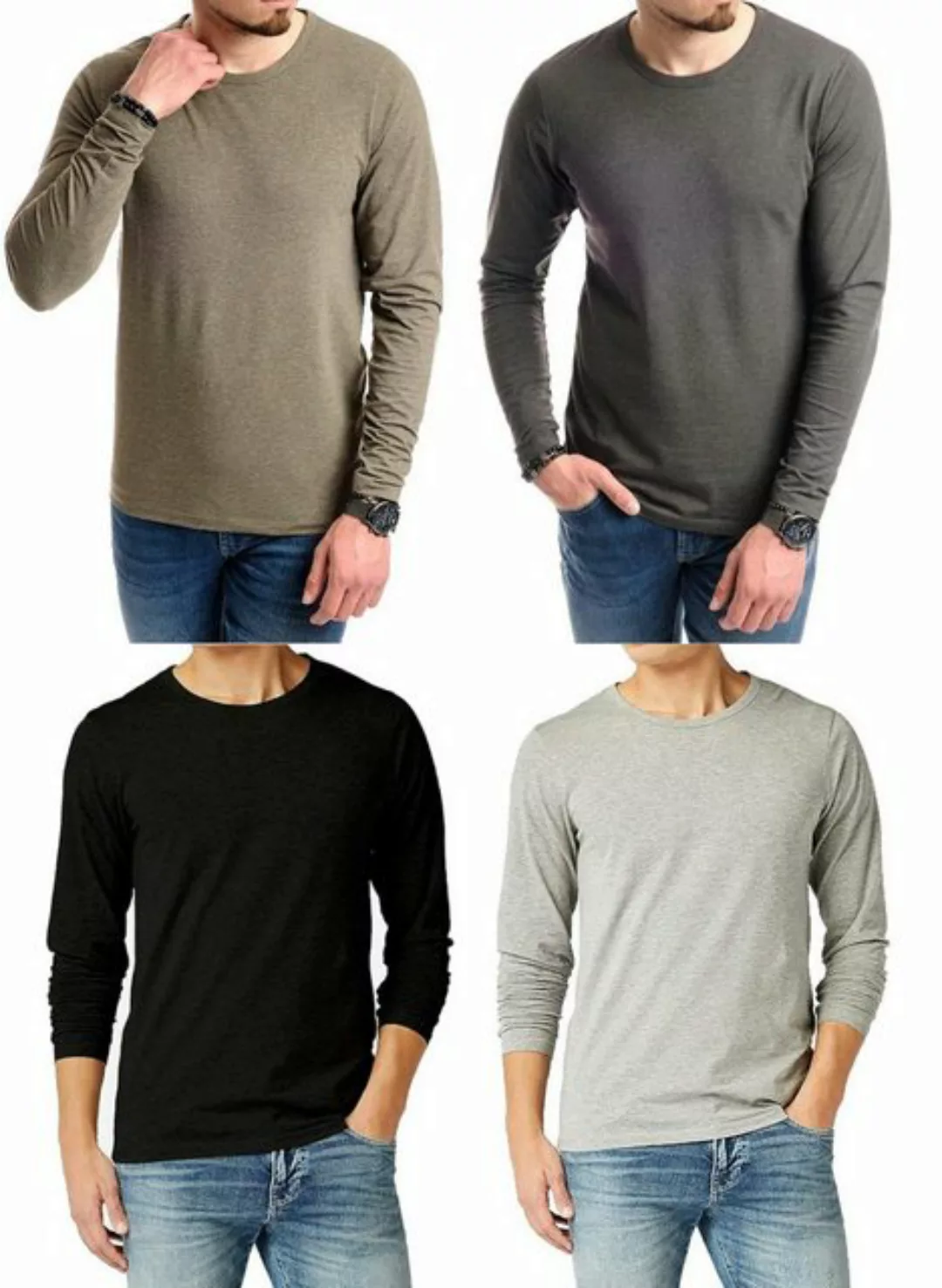 Jack & Jones Langarmshirt (4er-Pack) Basic Shirts mit Rundhalsausschnitt günstig online kaufen