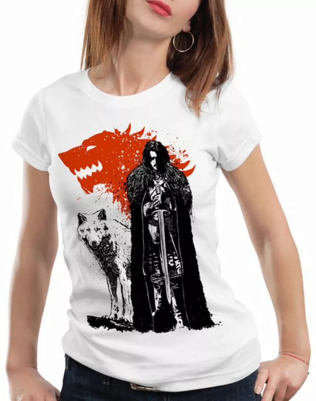 style3 T-Shirt Schattenwolf snow winterfell jon königslande game of thrones günstig online kaufen