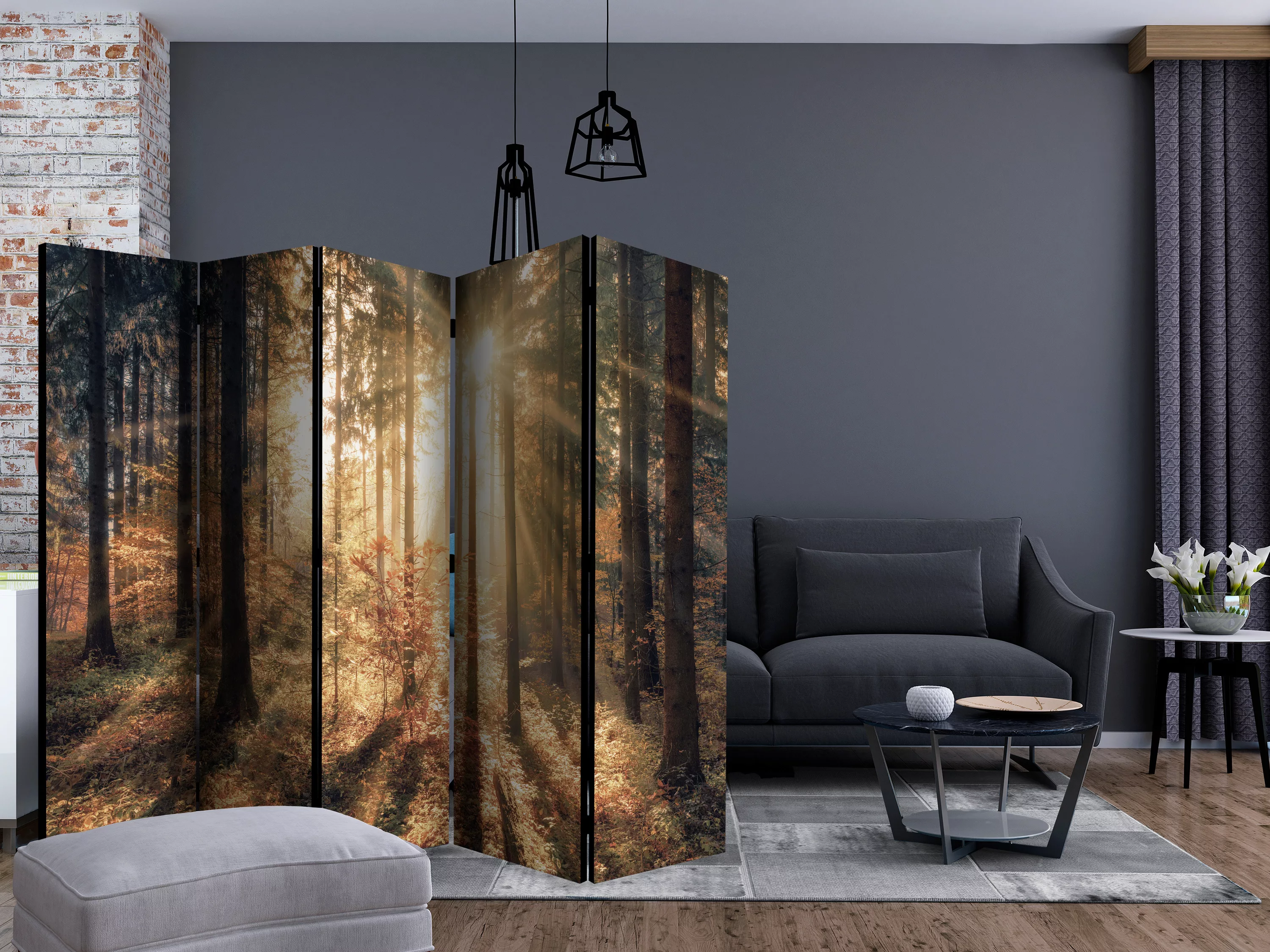 5-teiliges Paravent - Autumnal Forest Ii [room Dividers] günstig online kaufen