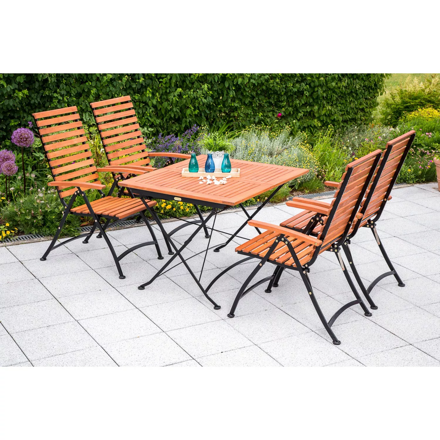 Gartenmöbel-Set Schlossgarten 5-tlg. Braun inkl. Ausziehtisch günstig online kaufen