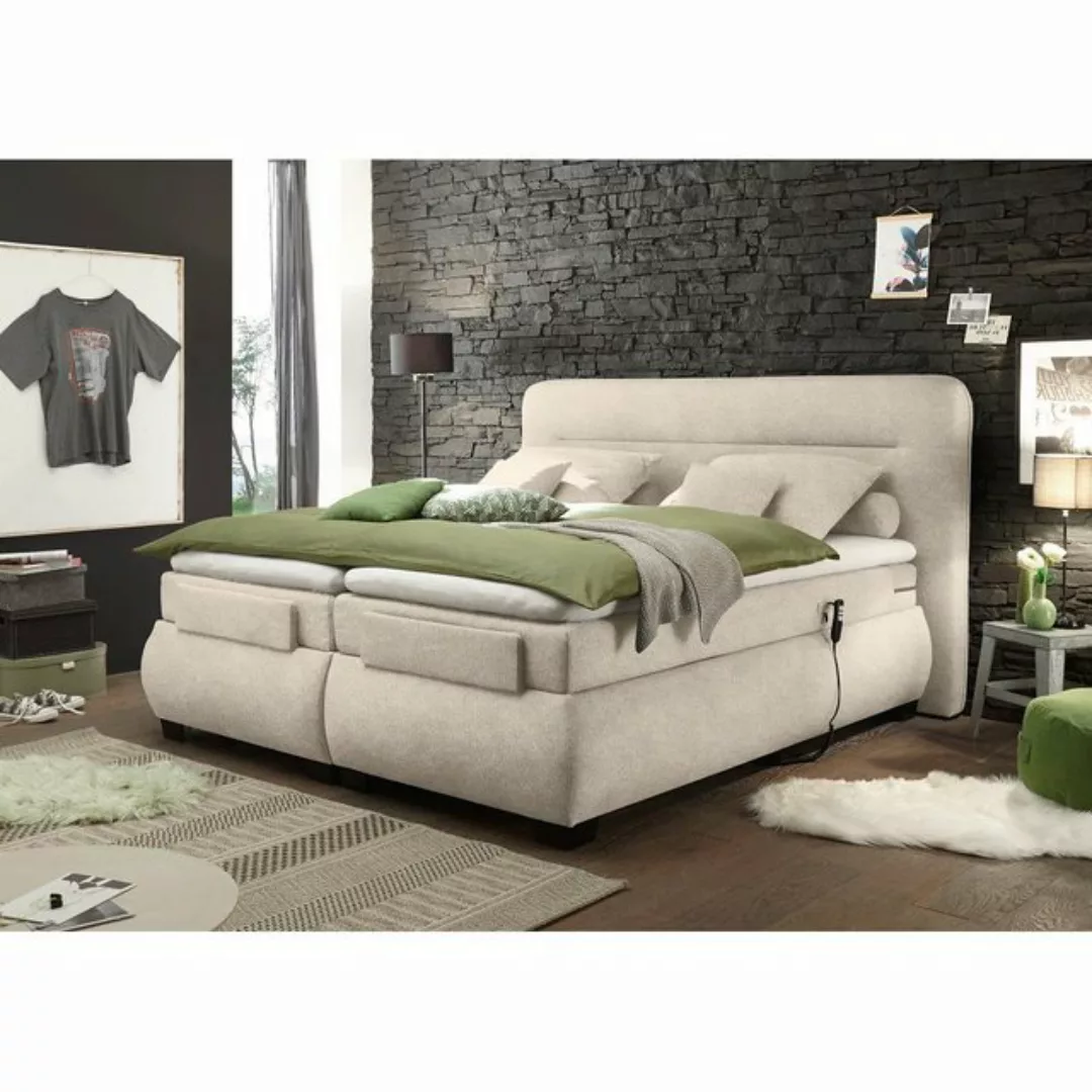 Boxspringbett 180x200 cm elektrisch verstellbar EDIRNE-09 in Uran 06 sand günstig online kaufen