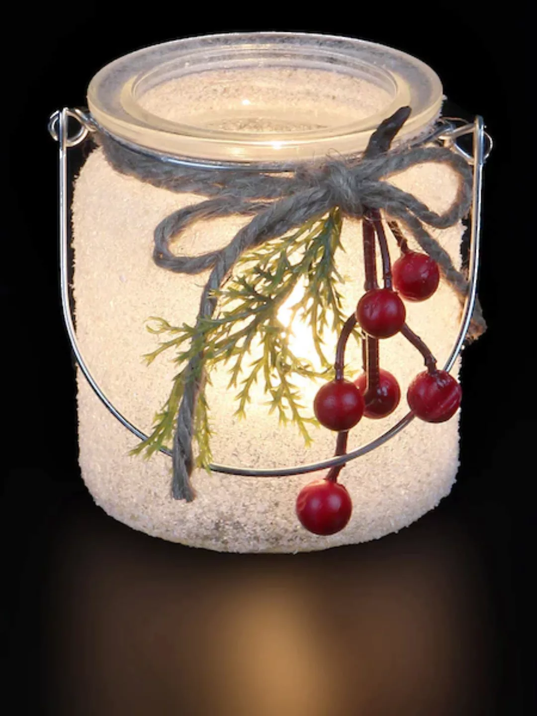Ambiente Haus Teelichthalter »Xmas Glas mit Griff - Beeren, Weihnachtsdeko« günstig online kaufen