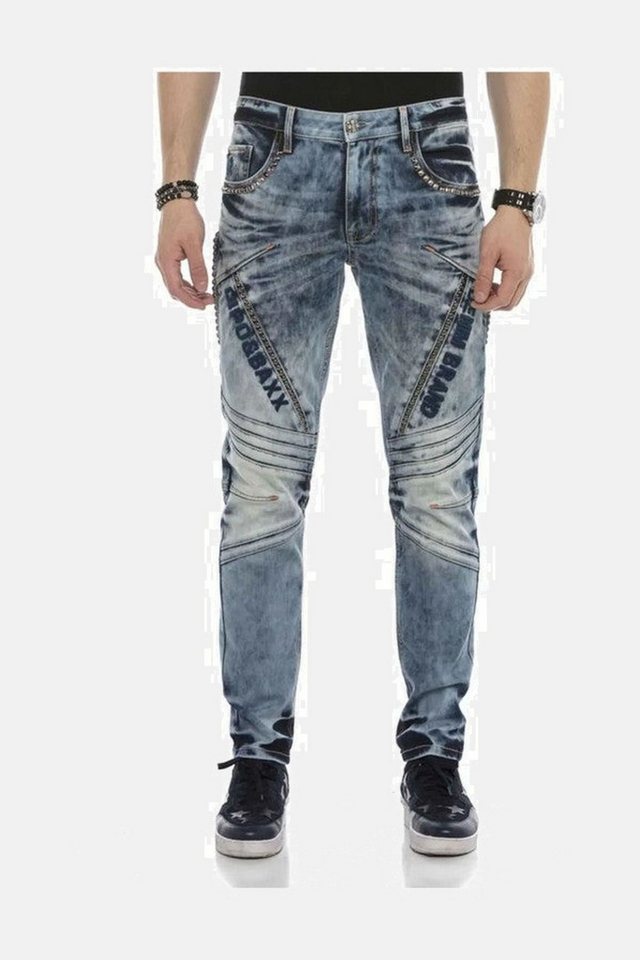 Cipo & Baxx Straight-Jeans DENIM Straight Fit-Jeans im lässigen Biker-Look, günstig online kaufen