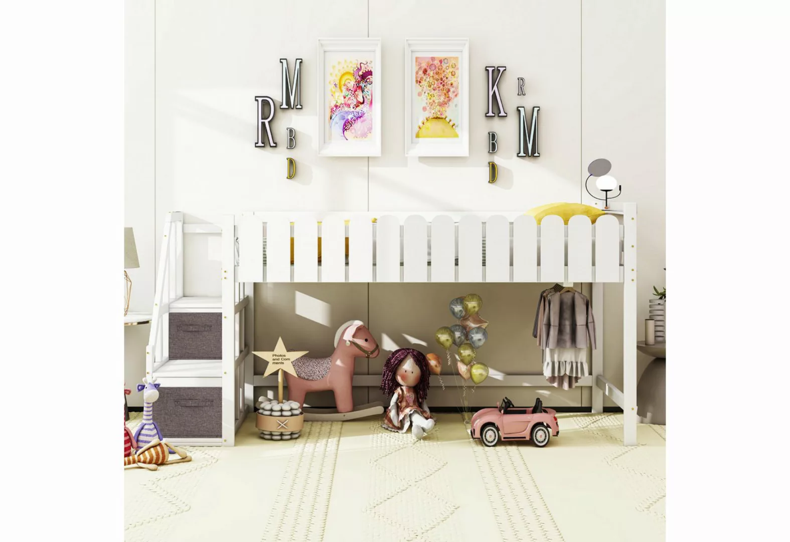 IDEASY Kinderbett Kinderbett, 90*190cm, Massivholzbettgestell (Matratze nic günstig online kaufen
