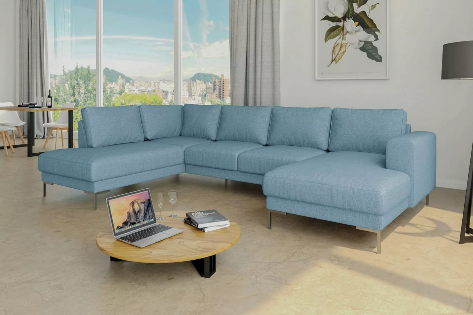 99rooms Wohnlandschaft Santini, Sofa, U-Form, Metall günstig online kaufen