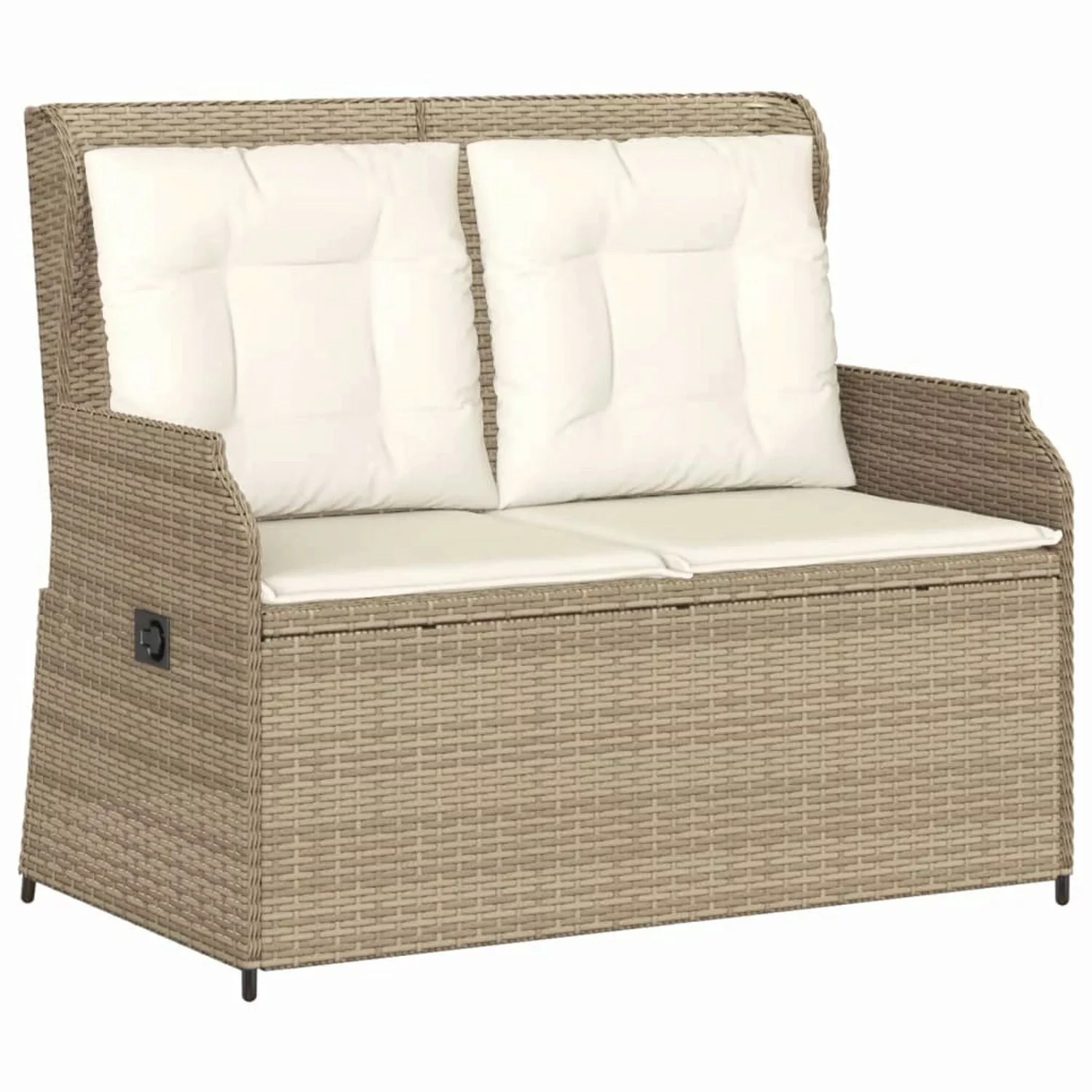 furnicato Gartenbank Verstellbar mit Kissen Beige Poly Rattan günstig online kaufen