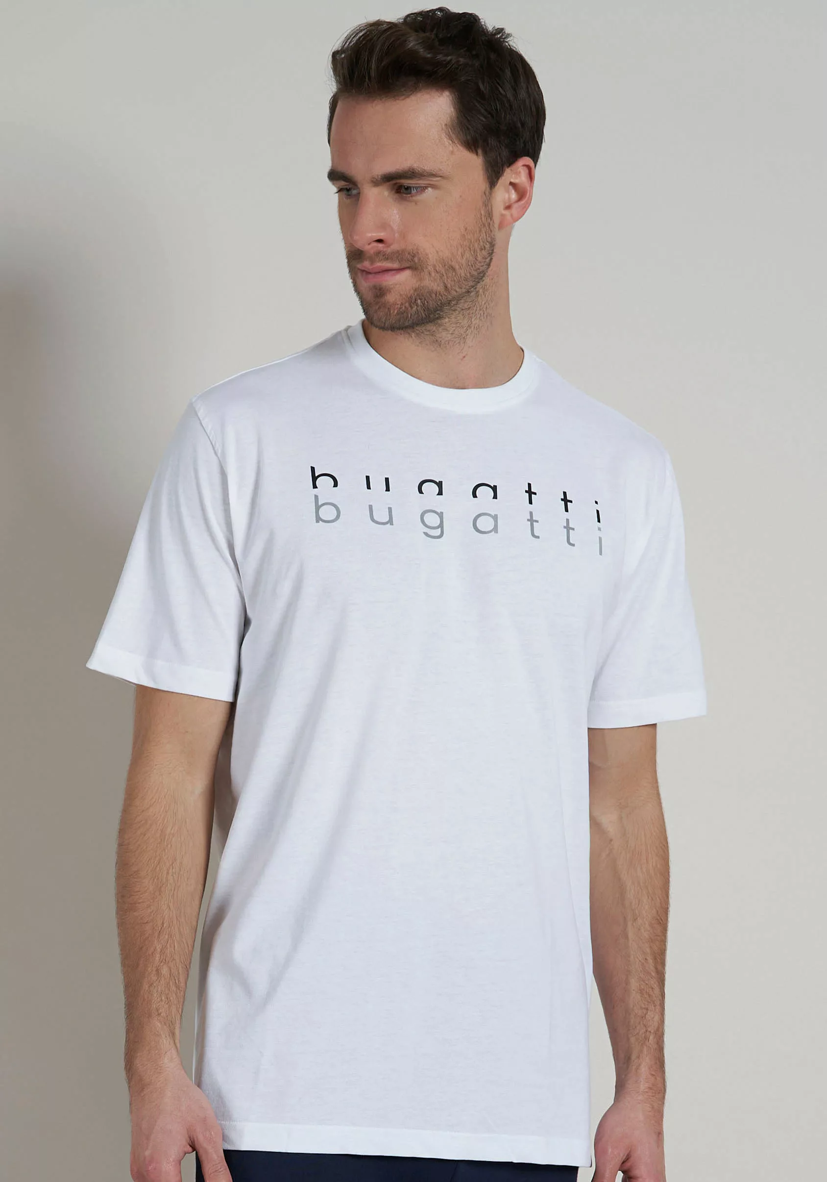 bugatti T-Shirt "Palermo", Kurzarm, Rundhalsausschnitt, mit Logo, bequem, l günstig online kaufen
