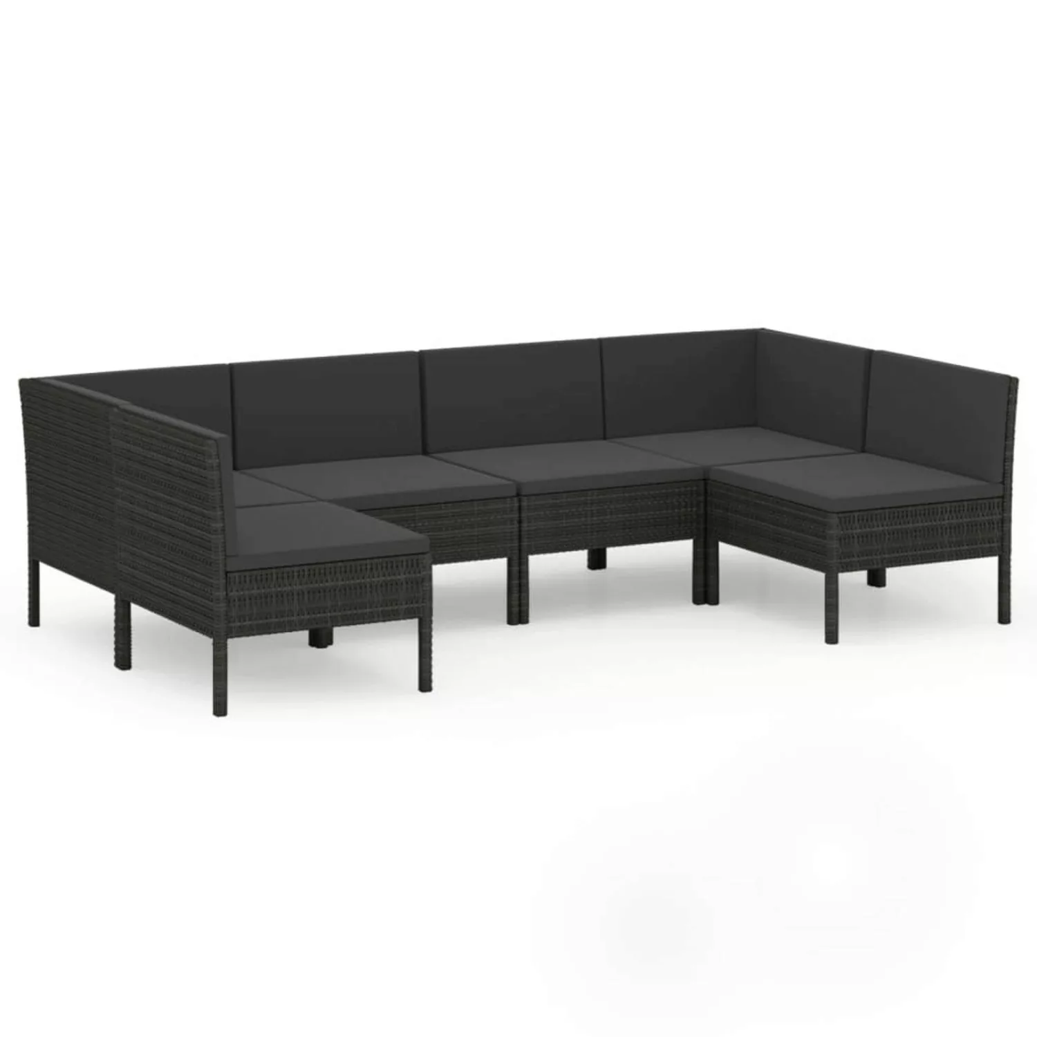 6-tlg. Garten-lounge-set Mit Auflagen Poly Rattan Schwarz günstig online kaufen