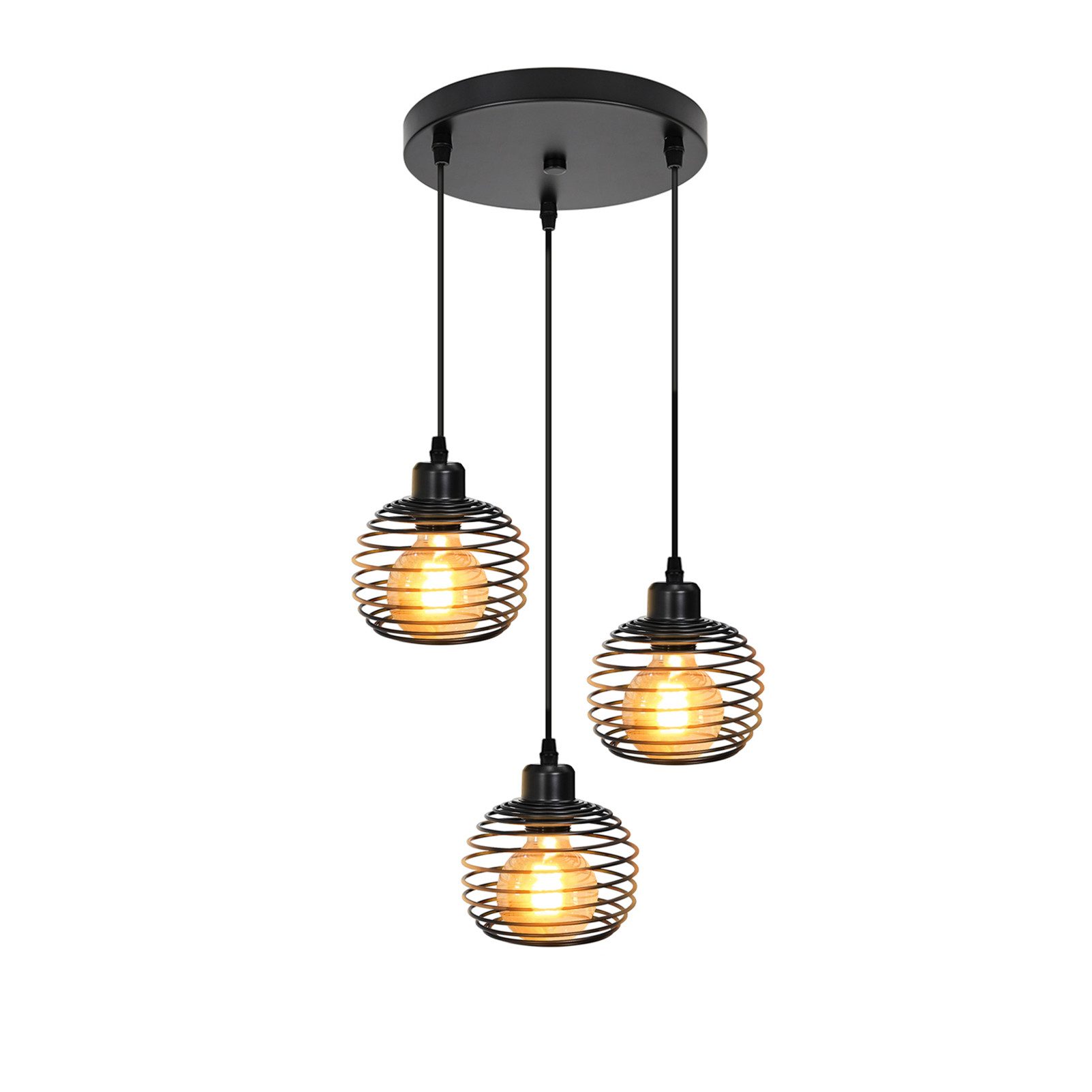 ZMH Pendelleuchte 3 Flammig Vintage Schwarz günstig online kaufen