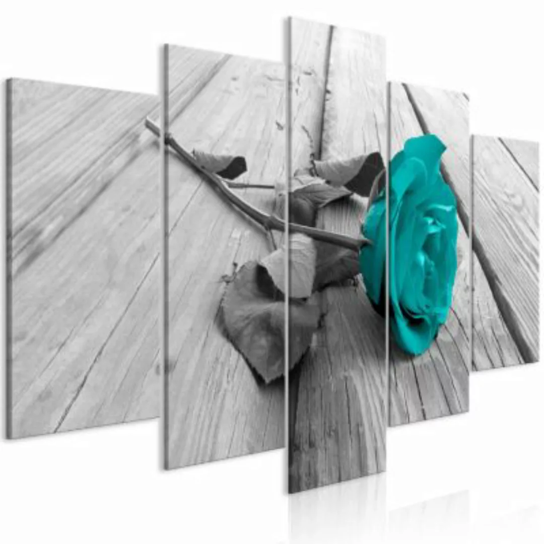 artgeist Wandbild Rose on Wood (5 Parts) Wide Turquoise türkis-kombi Gr. 20 günstig online kaufen