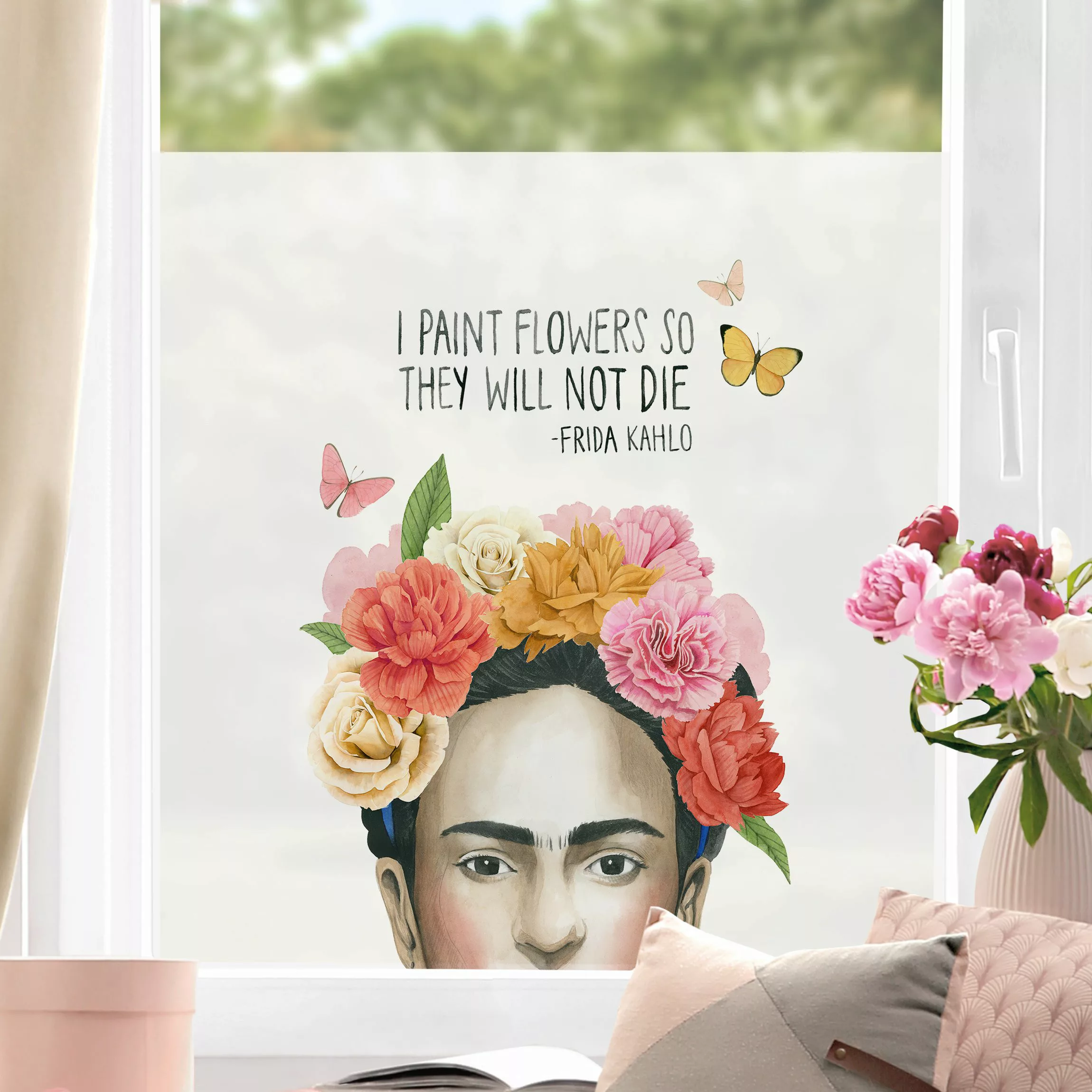 Fensterfolie Fridas Gedanken - Blumen günstig online kaufen