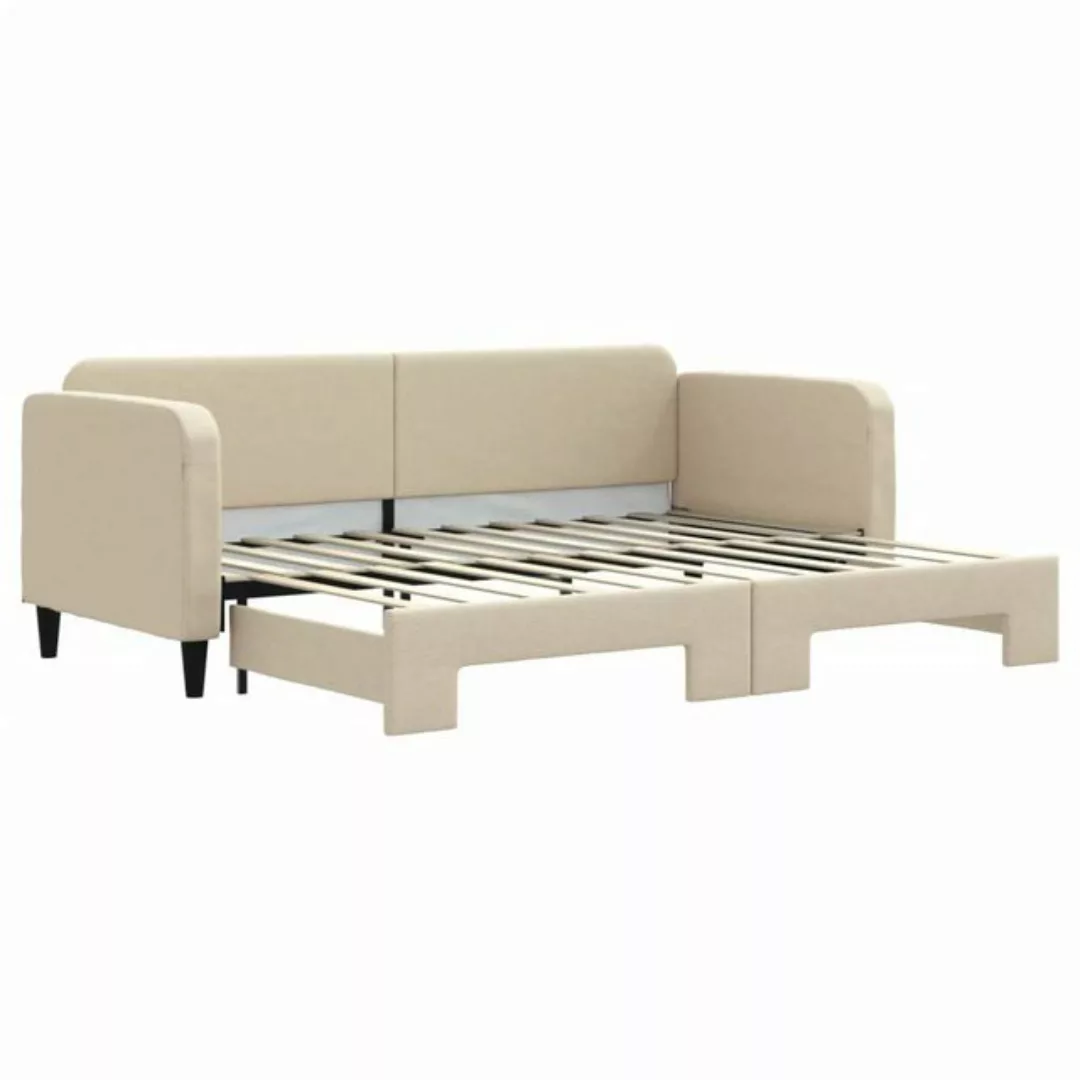 vidaXL Gästebett Gästebett Tagesbett Ausziehbar Creme 80x200 cm Stoff Bett günstig online kaufen