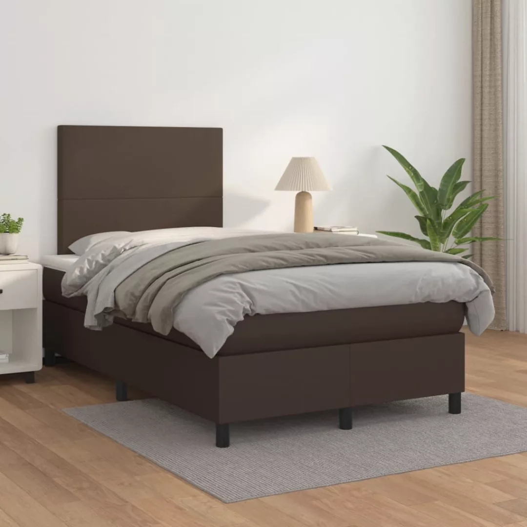 Vidaxl Boxspringbett Mit Matratze Braun 120x200 Cm Kunstleder günstig online kaufen