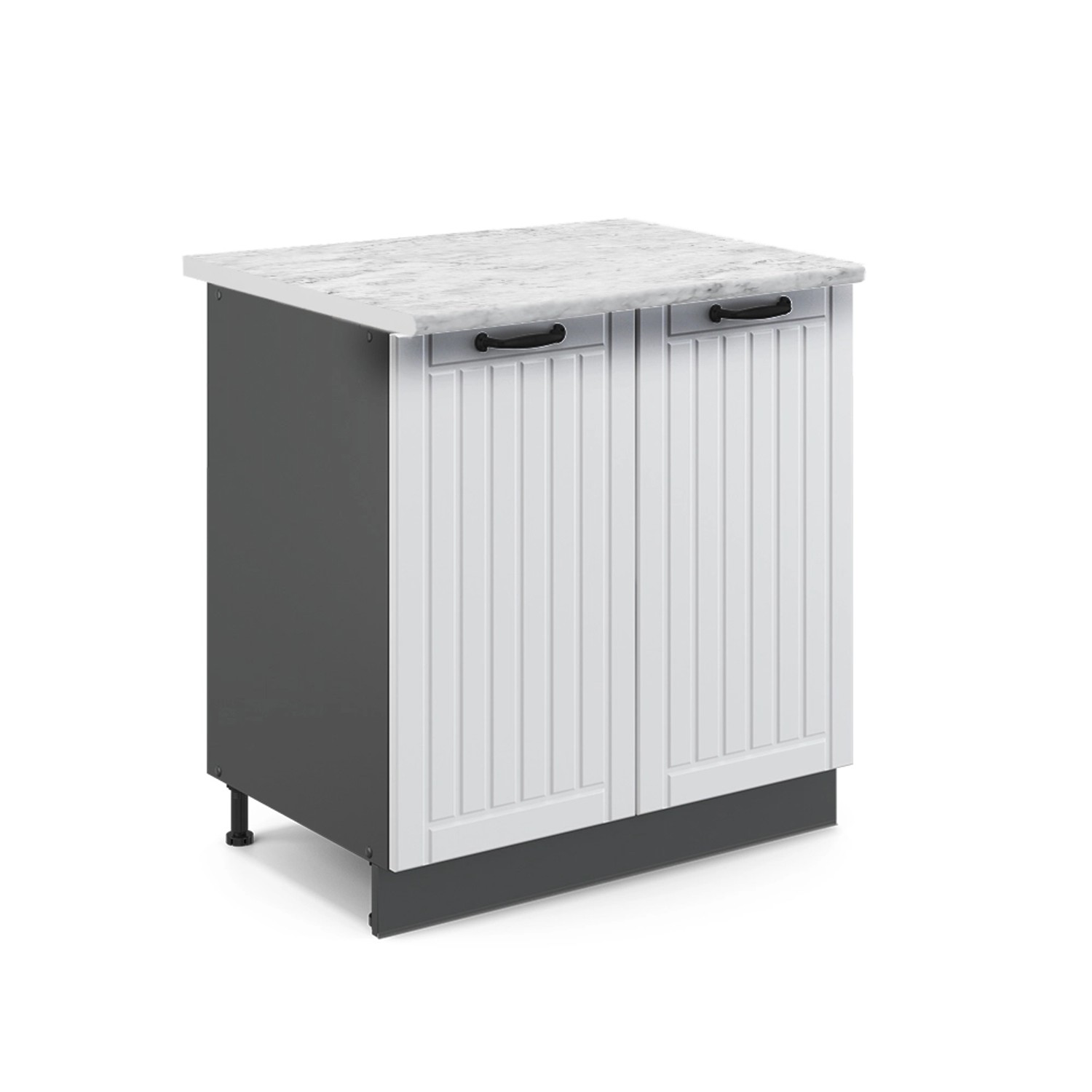 Vicco Spülenunterschrank Fame-Line Weiß Landhaus/Anthrazit 80 cm mit Regal günstig online kaufen