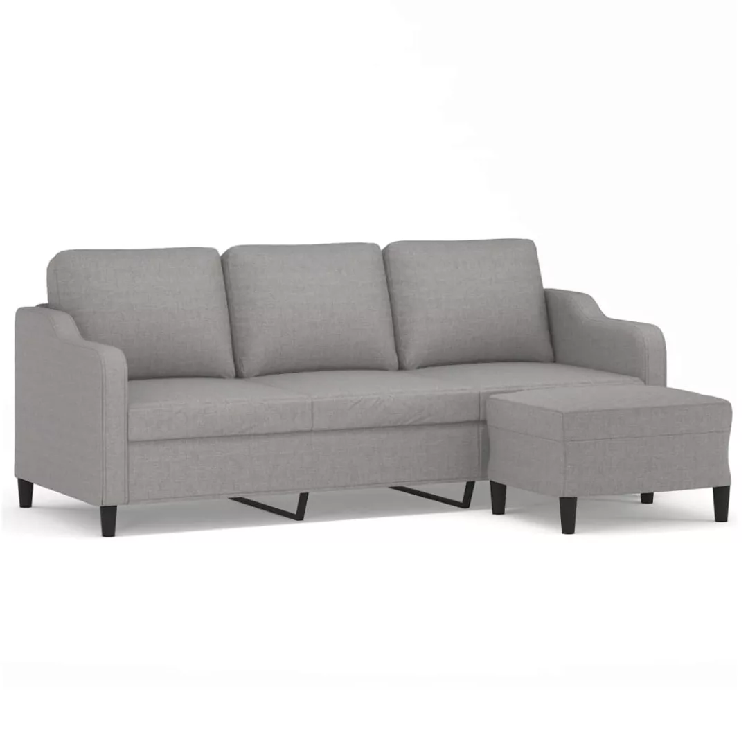 Vidaxl 3-sitzer-sofa Mit Hocker Hellgrau 180 Cm Stoff günstig online kaufen