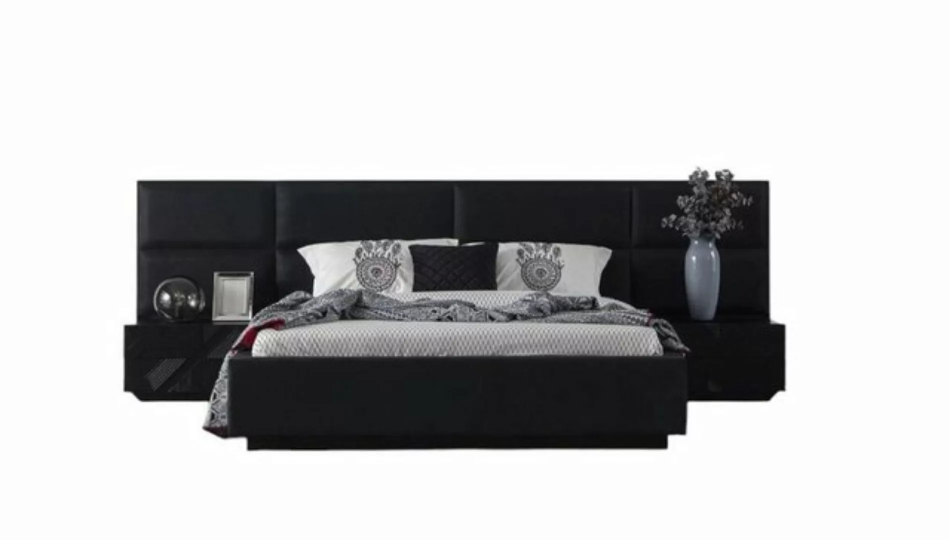 JVmoebel Bett Polsterbett Schwarz Textil für Schlafzimmer Luxuriös Modern S günstig online kaufen