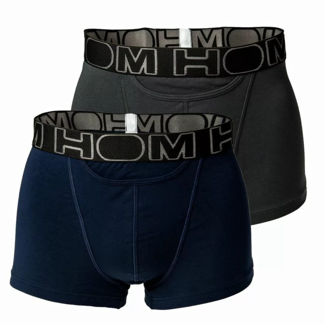 HOM Herren Boxer Shorts, 2er Pack - HOM Boxerlines #2, Baumwolle Blau/Grau günstig online kaufen